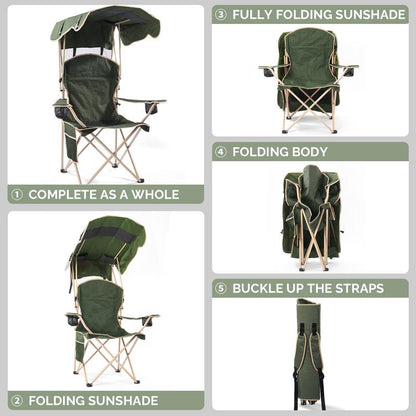Summer Portable Camping Chair with Detachable Sun Canopy for Beach & Fishing