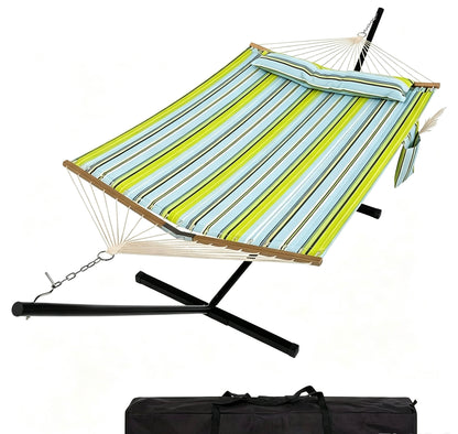 2-Person Heavy Duty Hammock with Stand, 475 LBS Portable Outdoor Set for Patio Yard Beach