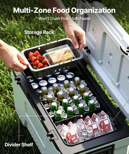 52QT Rolling Insulated Cooler, 48 Hours Ice Retention Cool Chest