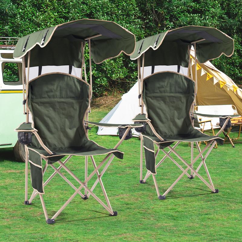 Summer Portable Camping Chair with Detachable Sun Canopy for Beach & Fishing