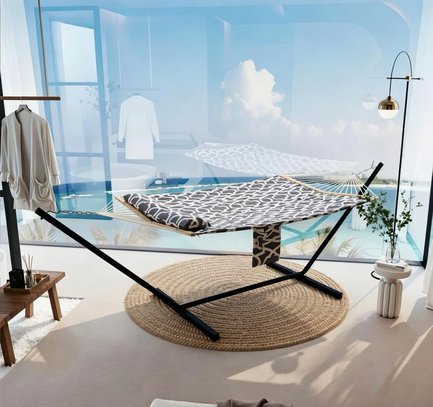 2-Person Heavy Duty Hammock with Stand, 475 LBS Portable Outdoor Set for Patio Yard Beach