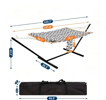 2-Person Heavy Duty Hammock with Stand, 475 LBS Portable Outdoor Set for Patio Yard Beach