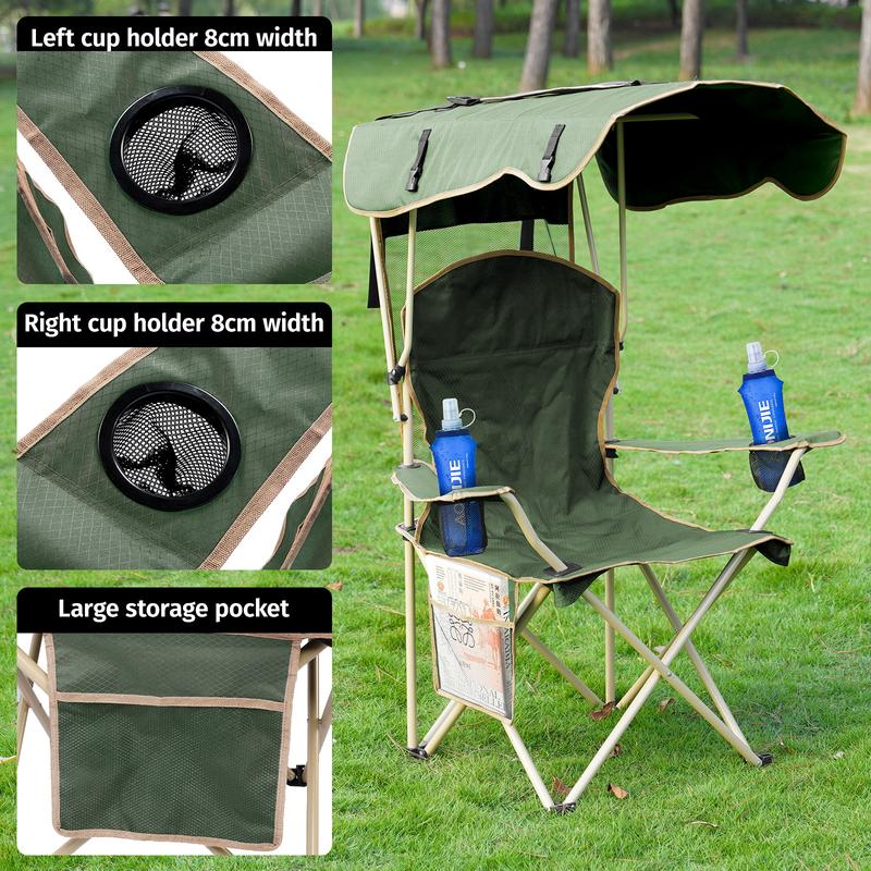 Summer Portable Camping Chair with Detachable Sun Canopy for Beach & Fishing