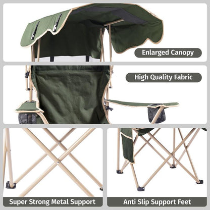 Summer Portable Camping Chair with Detachable Sun Canopy for Beach & Fishing