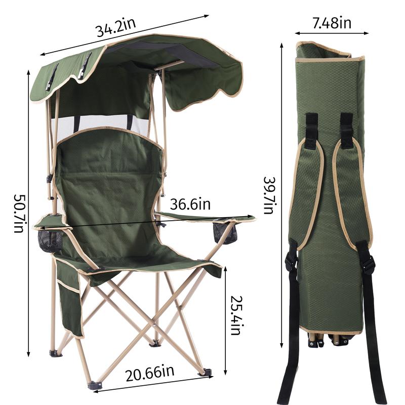 Summer Portable Camping Chair with Detachable Sun Canopy for Beach & Fishing