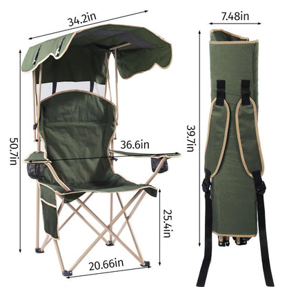 Summer Portable Camping Chair with Detachable Sun Canopy for Beach & Fishing