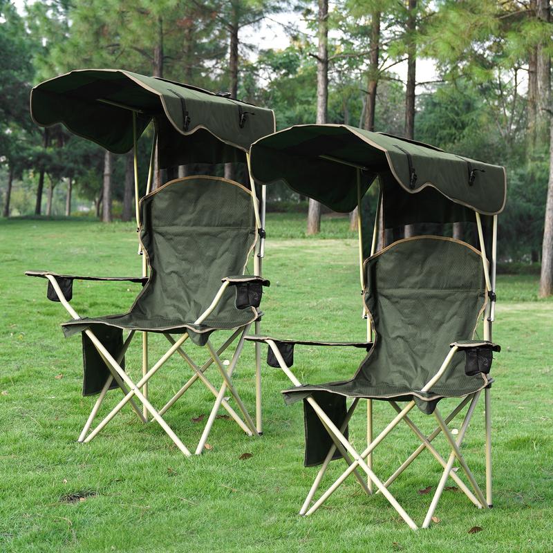 Summer Portable Camping Chair with Detachable Sun Canopy for Beach & Fishing