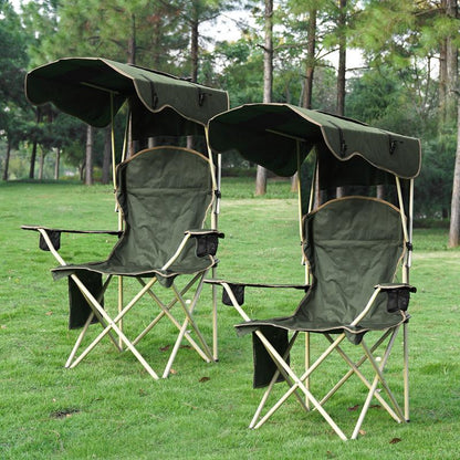 Summer Portable Camping Chair with Detachable Sun Canopy for Beach & Fishing
