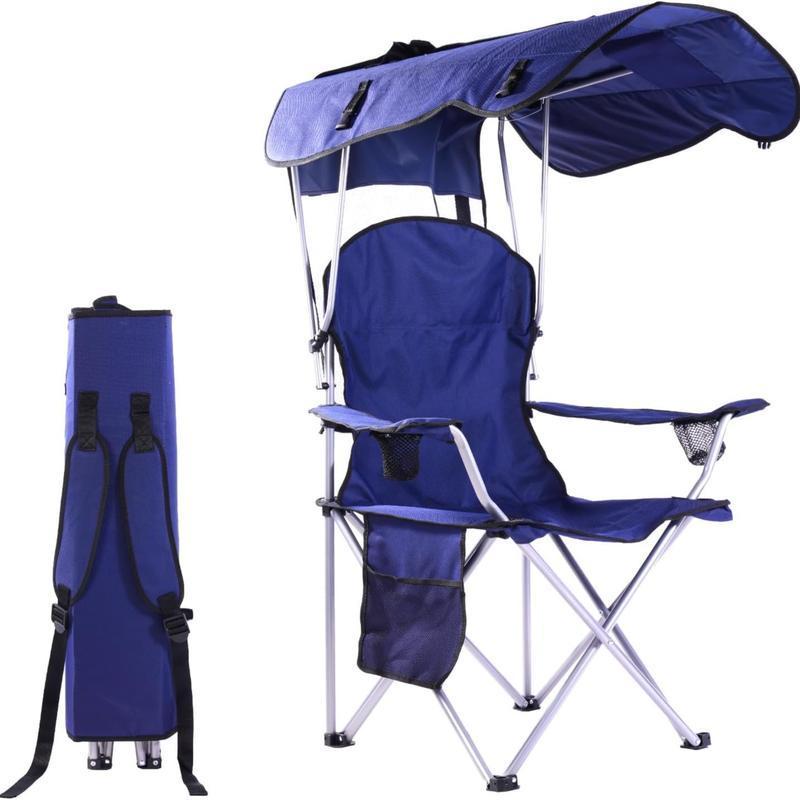 Summer Portable Camping Chair with Detachable Sun Canopy for Beach & Fishing
