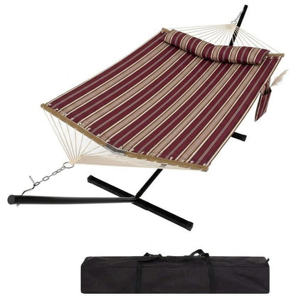 2-Person Heavy Duty Hammock with Stand, 475 LBS Portable Outdoor Set for Patio Yard Beach