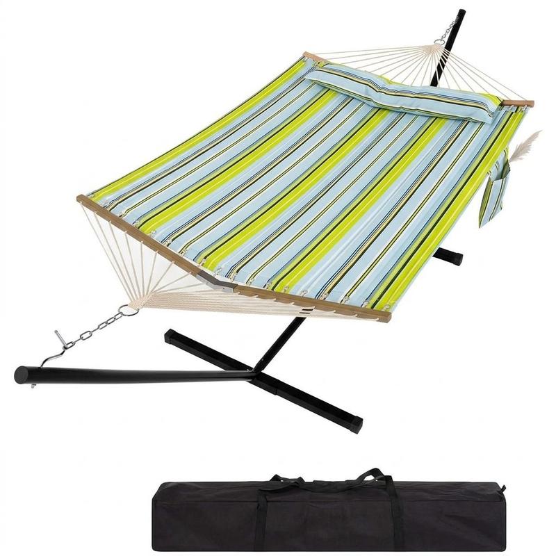 2-Person Heavy Duty Hammock with Stand, 475 LBS Portable Outdoor Set for Patio Yard Beach