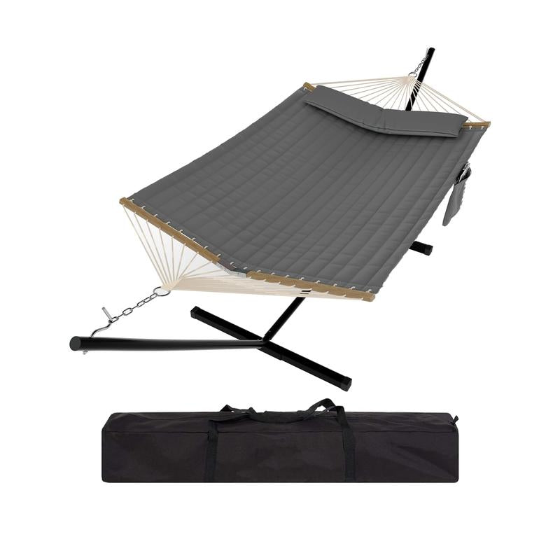2-Person Heavy Duty Hammock with Stand, 475 LBS Portable Outdoor Set for Patio Yard Beach