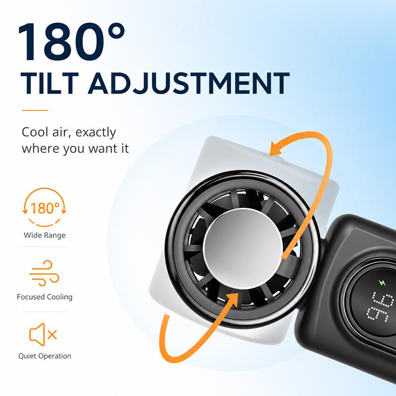 5-Speed Clip Handheld Fan, 3000mAh USB Rechargeable for Outdoor Use