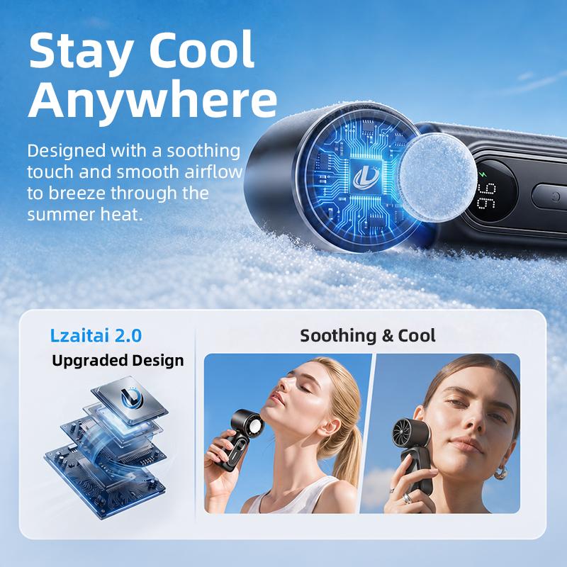 5-Speed Clip Handheld Fan, 3000mAh USB Rechargeable for Outdoor Use