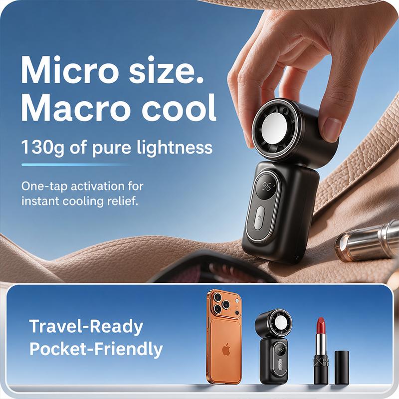 5-Speed Clip Handheld Fan, 3000mAh USB Rechargeable for Outdoor Use